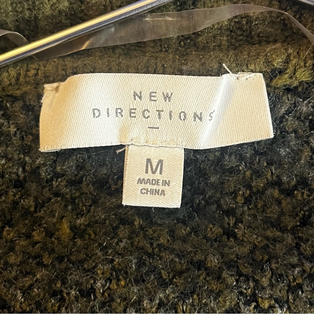 New Directions Womens Camouflage Cardigan Sweater Long Sleeve Green Medium - Picture 2 of 5